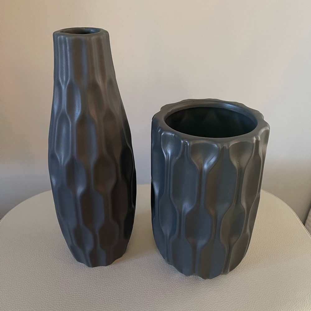 Set of home decor vases.